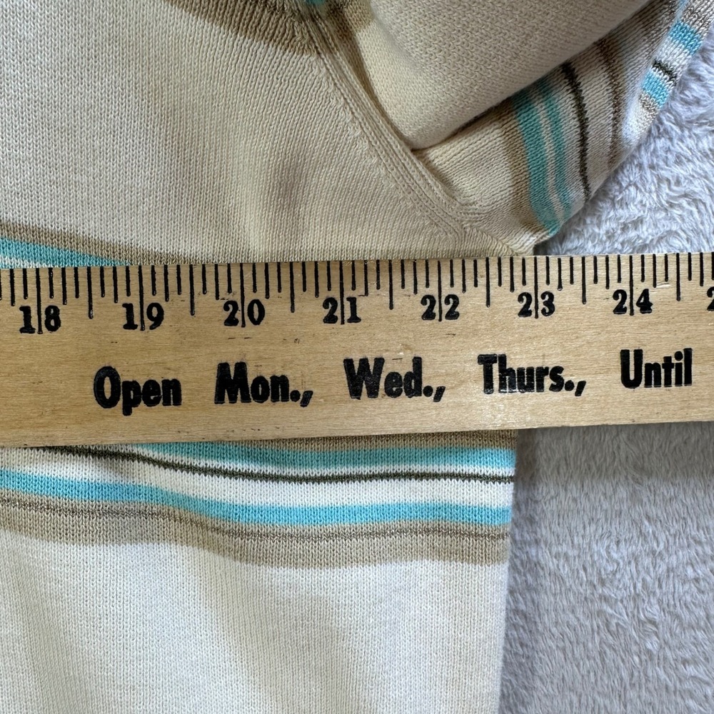 Liz Claiborne Woman Striped Boat Neck Sweater Cream Teal 3/4 Sleeve Plus Size 2X - Picture 6 of 8